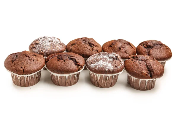 Tasty Chocolate Cupcakes Isolated White Background — Stock Photo, Image