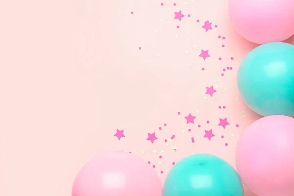 Blue Pink Balloons Serpentine Color Background — Stock Photo, Image