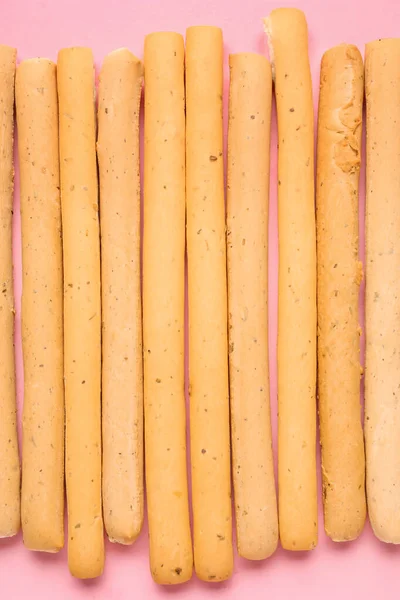 Tasty Italian Grissini Pink Background — Stock Photo, Image