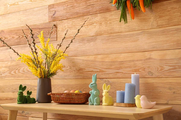 Florero Con Flores Huevos Pascua Decoración Habitación — Foto de Stock