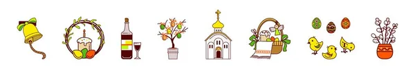 Collage Símbolos Pascua Sobre Fondo Blanco — Archivo Imágenes Vectoriales