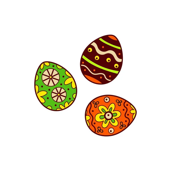 Beautiful Painted Easter Eggs White Background — Stock Vector