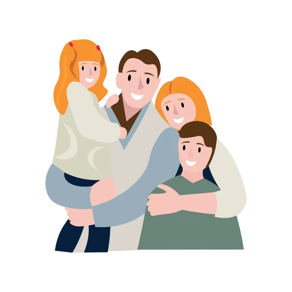 Beyaz Arka Planda Mutlu Bir Aile — Stok Vektör