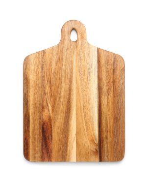 Beyaz arkaplanda yeni tahta kesme tahtası