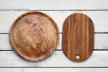 Hafif ahşap arka planda mutfak tahtaları