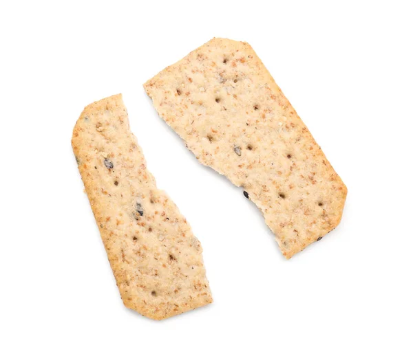 Metà Del Gustoso Cracker Isolato Sfondo Bianco — Foto Stock