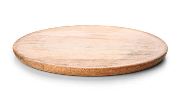 Holz Pizzaschachtel Auf Weißem Hintergrund — Stockfoto
