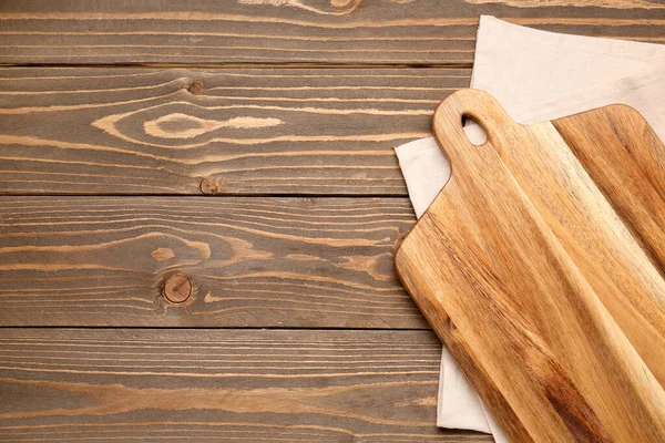 Cutting Board Napkin Wooden Background — Stock Photo, Image