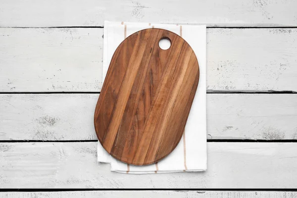 Kitchen Board Napkin Light Wooden Background — Stock Photo, Image