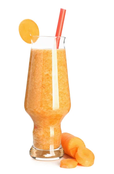 Склянка Здорової Моркви Смузі Ізольована Білому Тлі — стокове фото