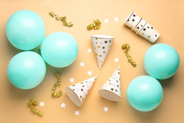 Renk arkaplanında farklı bir parti dekoru