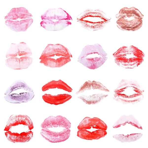 Set Lippenstift Kus Merken Witte Achtergrond — Stockfoto