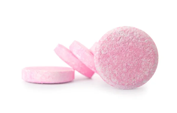 Розовые Растворимые Таблетки Изолированы Белом Фоне — стоковое фото