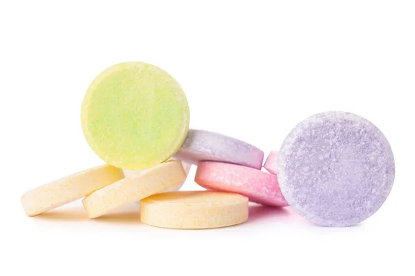 Färgglada Lösliga Tabletter Isolerade Vit Bakgrund — Stockfoto