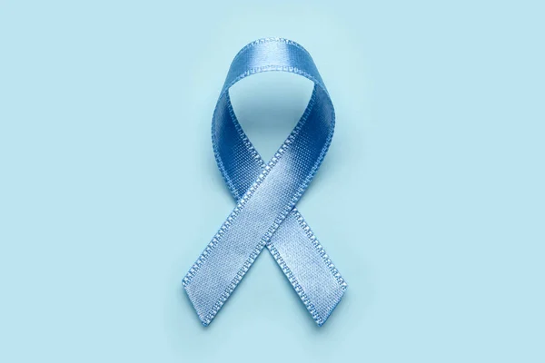 Açık Mavi Arka Planda Farkındalık Kurdelesi Prostat Kanseri Kavramı — Stok fotoğraf