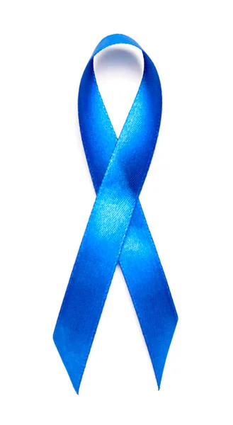 Blaues Satinband Auf Weißem Hintergrund Prostatakrebs Konzept — Stockfoto