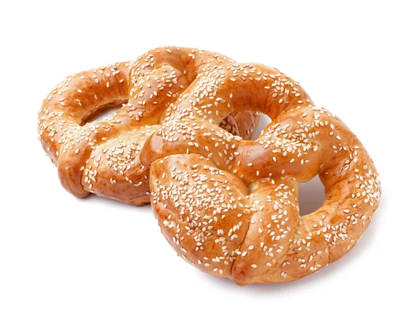 stock image Tasty pretzels isolated on white background