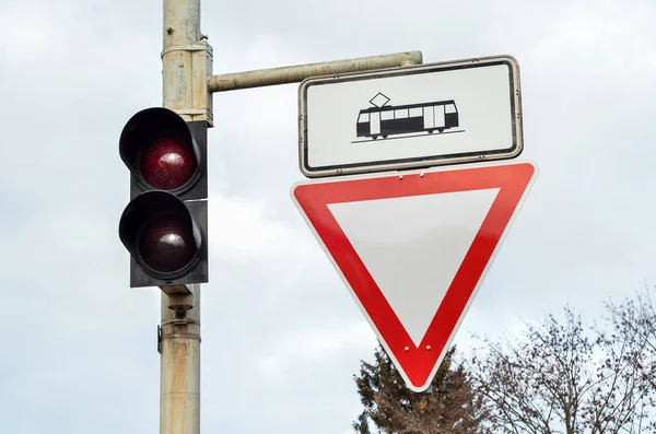 View Traffic Signs City Closeup — Stock Photo, Image