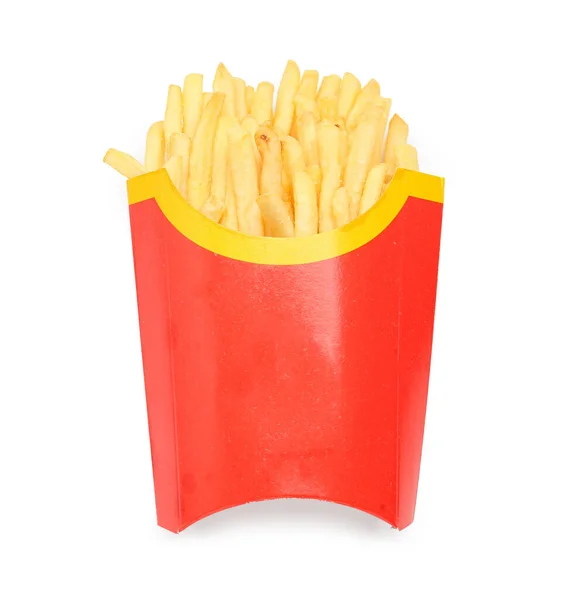 Paper Box Tasty French Fries White Background — Stock Photo, Image