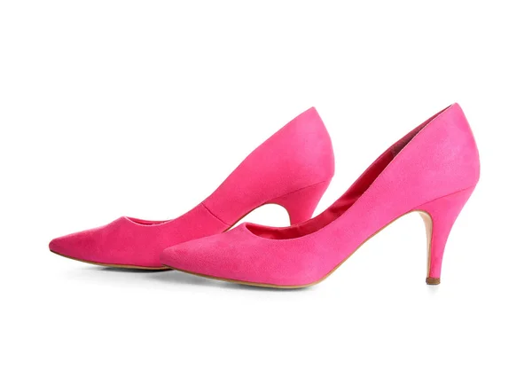 白色底色粉红高跟鞋的搭配 — 图库照片