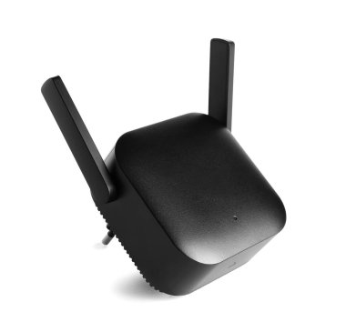 Siyah WiFi yineleyici beyaz arkaplanda izole edildi