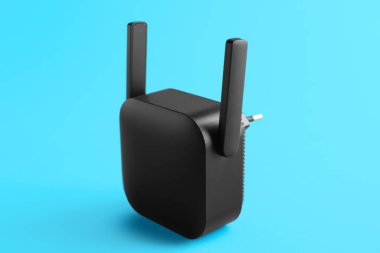 Mavi arkaplanda Siyah WiFi yineleyici