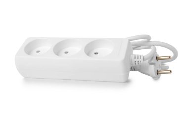 Beyaz arka plan üzerinde izole elektrik uzatma kablosu