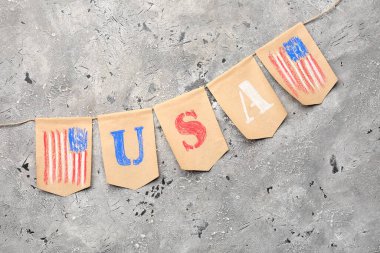 Amerikan bayrakları grunge arka planda. Anma Günü kutlaması