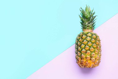 Renk arka plan üzerinde olgunlaşmış taze ananas