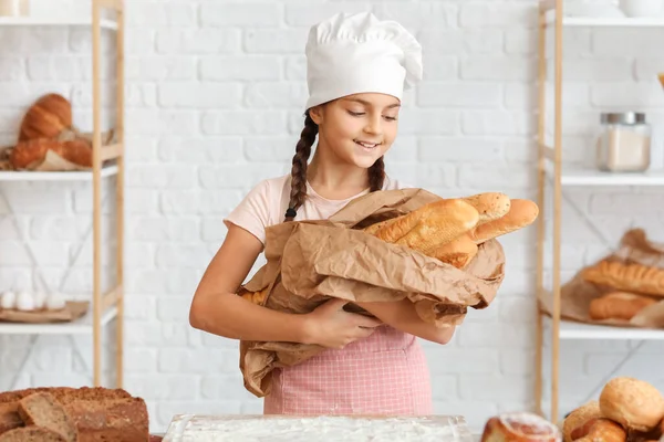 Little Baker Fresh Baguettes Kitchen — Stock Photo, Image