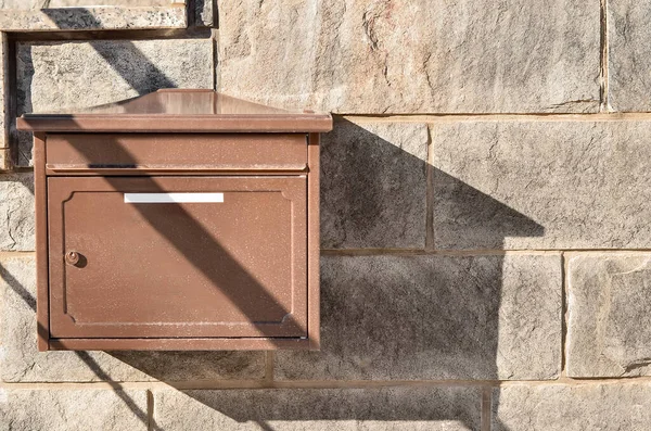 View Mailbox Stone Building Wall — Stock Photo, Image