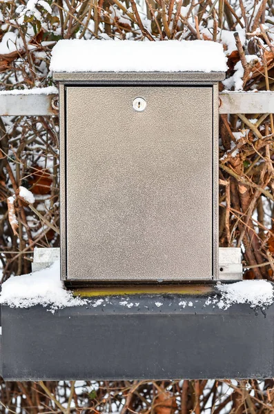 View Mailbox Snow Winter Day Closeup — Stock Photo, Image