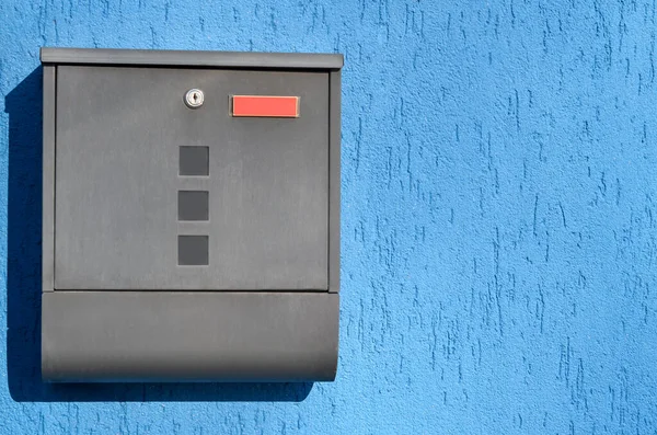 View Metal Mailbox Blue Building Wall — Stock Photo, Image