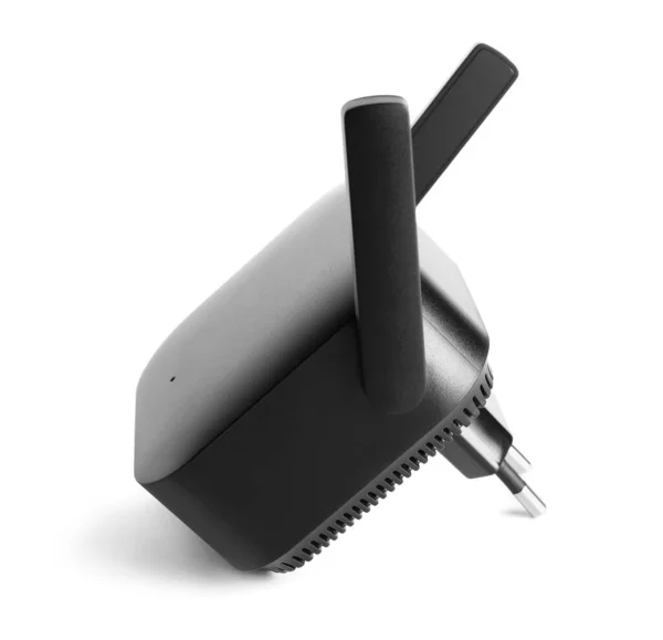 Czarny Wzmacniacz Wifi Izolowany Białym Tle — Zdjęcie stockowe