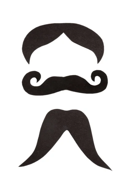 Ensemble Moustaches Papier Sur Fond Blanc — Photo