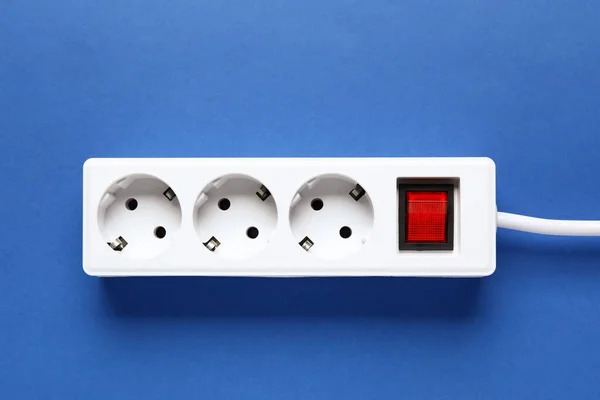 Electric Extension Cord Blue Background — Stock Photo, Image