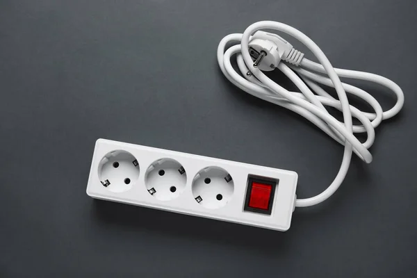 Electric Extension Cord Grey Background — Stock Photo, Image
