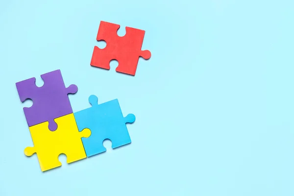 Puzzle Pieces Blue Background World Autism Awareness Day — Stock Photo, Image