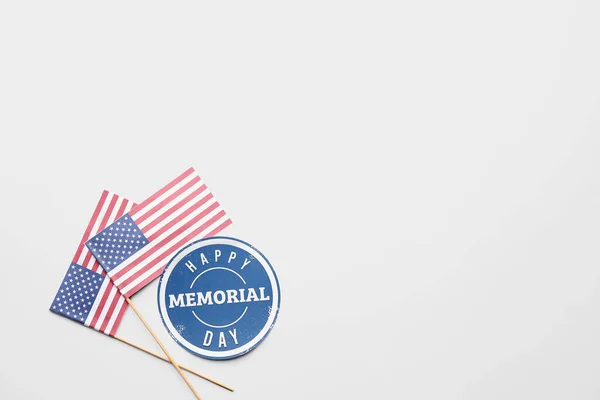 Grußkarte Mit Text Happy Memorial Day Und Usa Flaggen Auf — Stockfoto