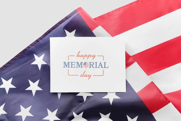 Greeting Card Text Happy Memorial Day Usa Flag White Background — Stock Photo, Image