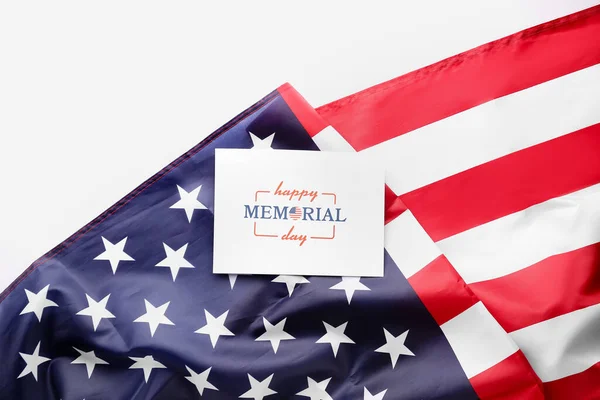 Grußkarte Mit Text Happy Memorial Day Und Usa Flagge Auf — Stockfoto