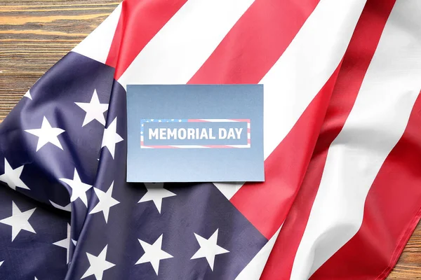 Carte Voeux Avec Texte Memorial Day Drapeau Américain Sur Fond — Photo