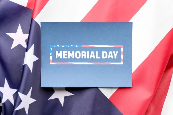 Greeting Card Text Memorial Day Usa Flag — Stock Photo, Image