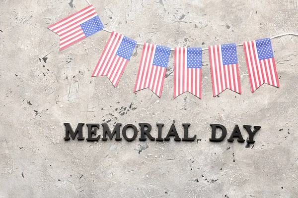 Text Memorial Day Usa Flags Grunge Background — Stock Photo, Image