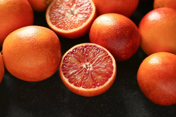 Tasty Blood Orange Fruits Dark Background — Stock Photo, Image