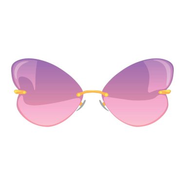 Beyaz arkaplanda pembe güneş gözlüğü