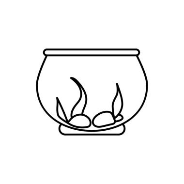 Beyaz arkaplanda küçük bir akvaryum