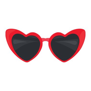 Beyaz arka plan üzerinde kalp şeklinde güneş gözlüğü