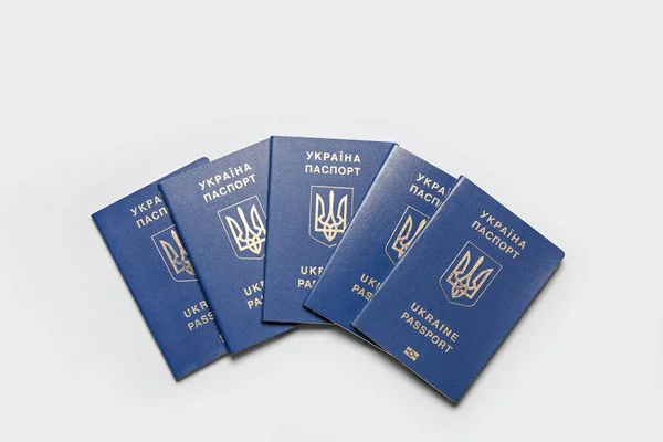 Pasaportes Ucranianos Sobre Fondo Claro —  Fotos de Stock