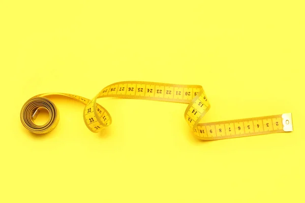 New Measuring Tape Yellow Background — Stock Photo, Image